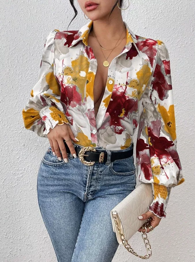 Floral Print Long Sleeve Shirt, image 16