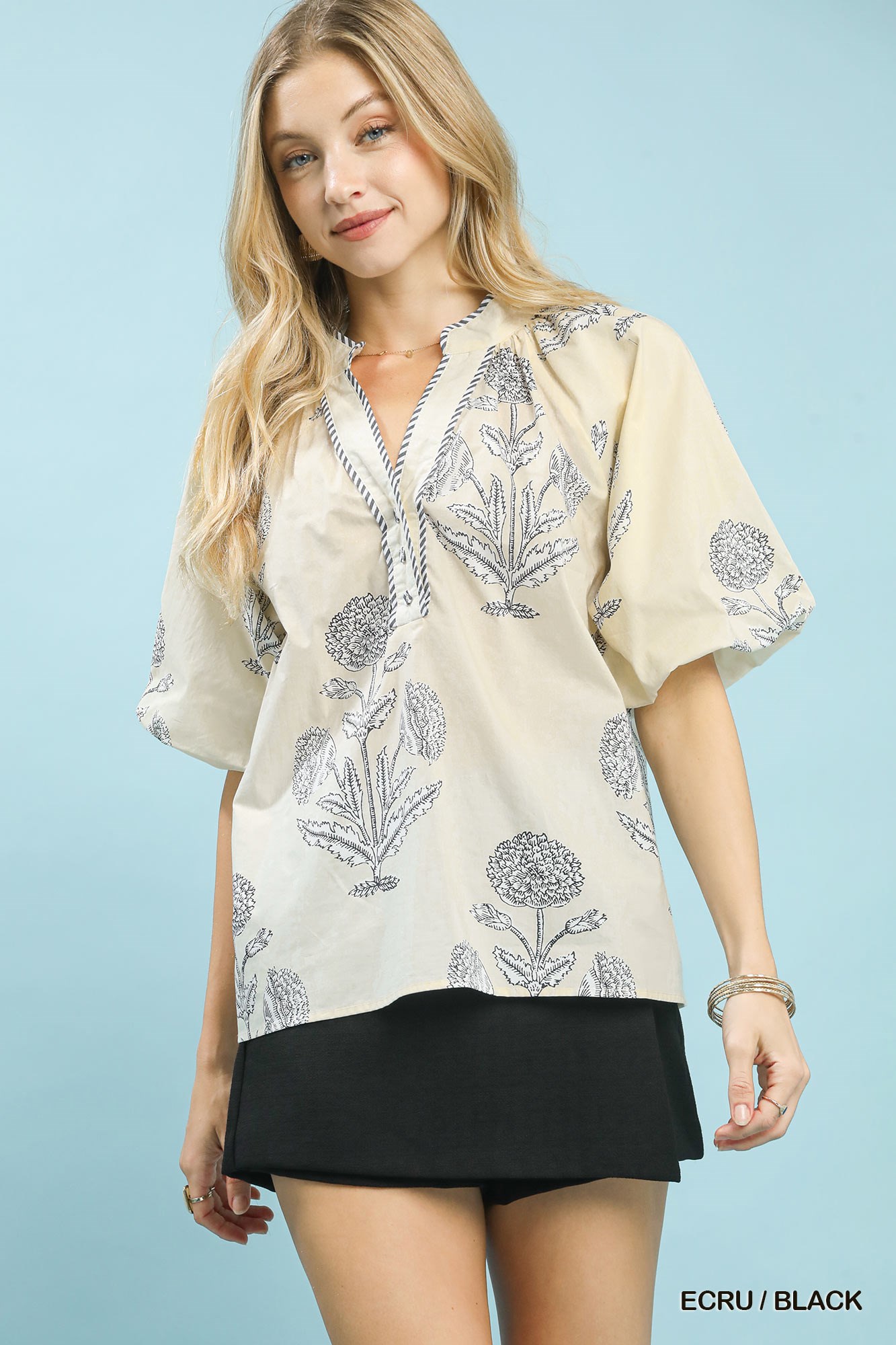 Floral Print V-Neck Top