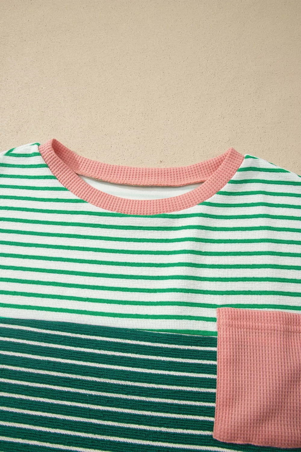 Stripe Contrast Print Color Block Detail Relaxed Tee, image 4