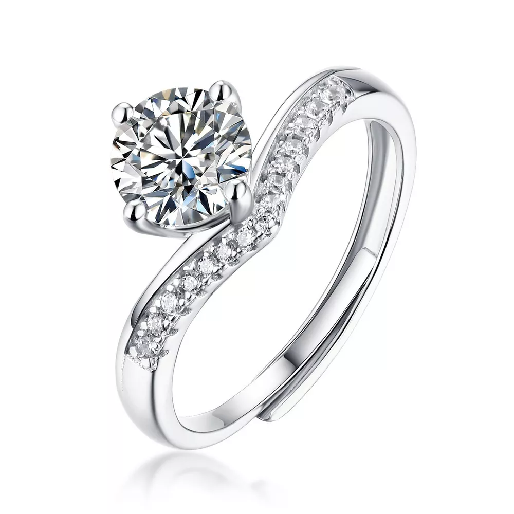 1 Carat Moissanite 925 Sterling Silver Ring, image 4