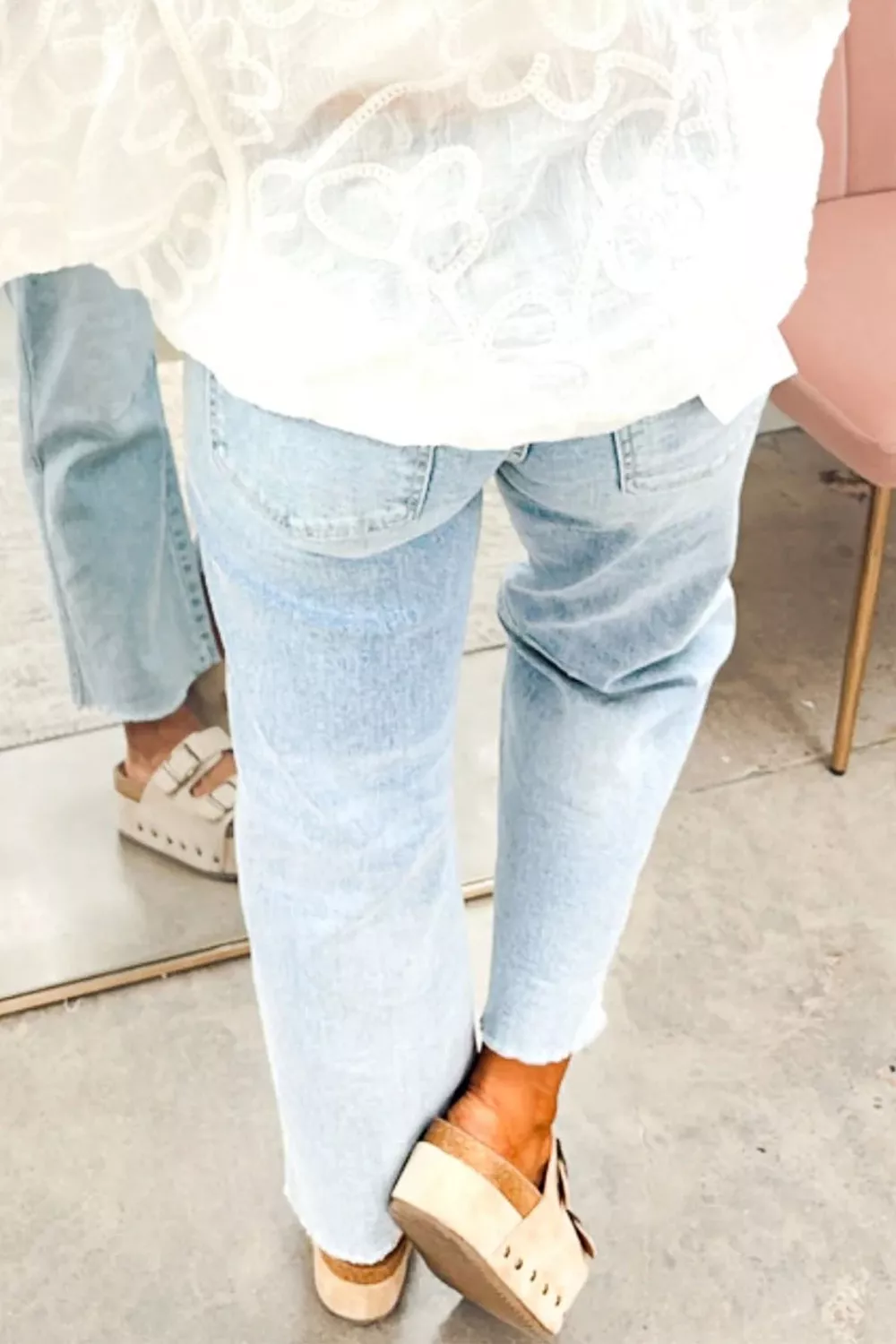 Sequin Turkey Patch Pocket Raw Hem Ankle Length Jeans, image 3