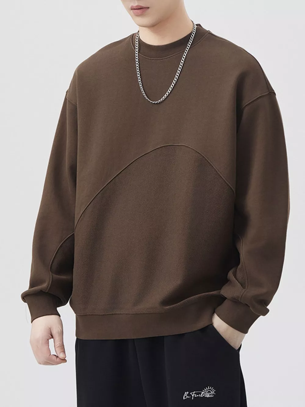 Men's Plus Size Round Neck Long Sleeve Sweatshirt, image 5