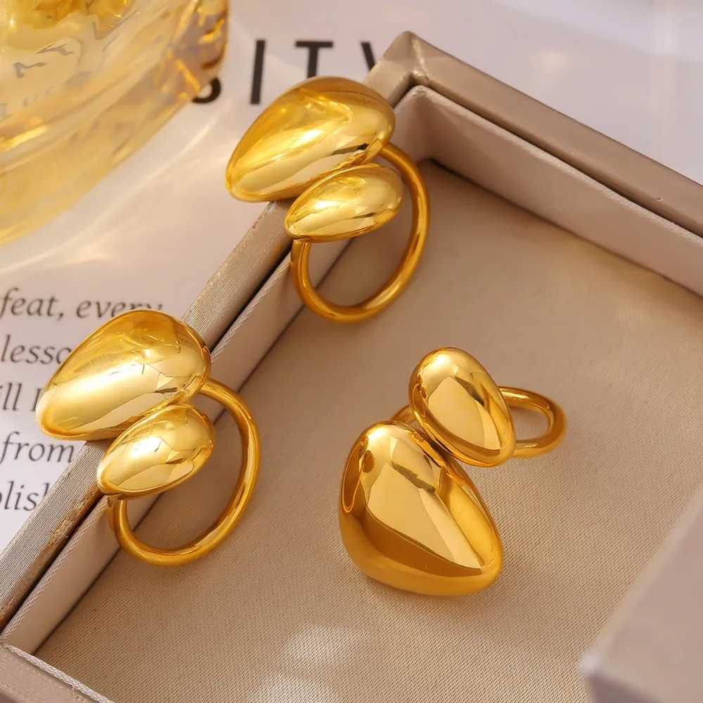 18K Gold-Plated Irregular Bypass Ring, image 4