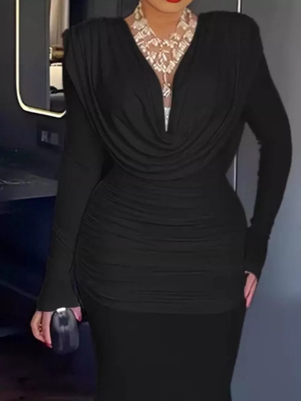 Ruched Long Sleeve Maxi Dress, image 4