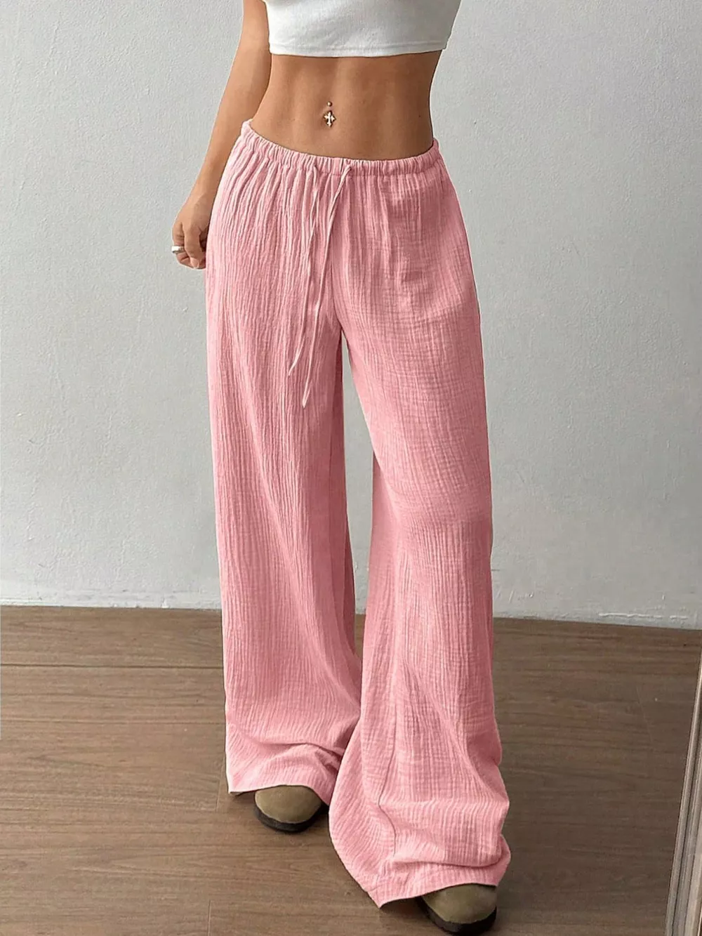 Wide-Leg Drawstring Pants, image 13