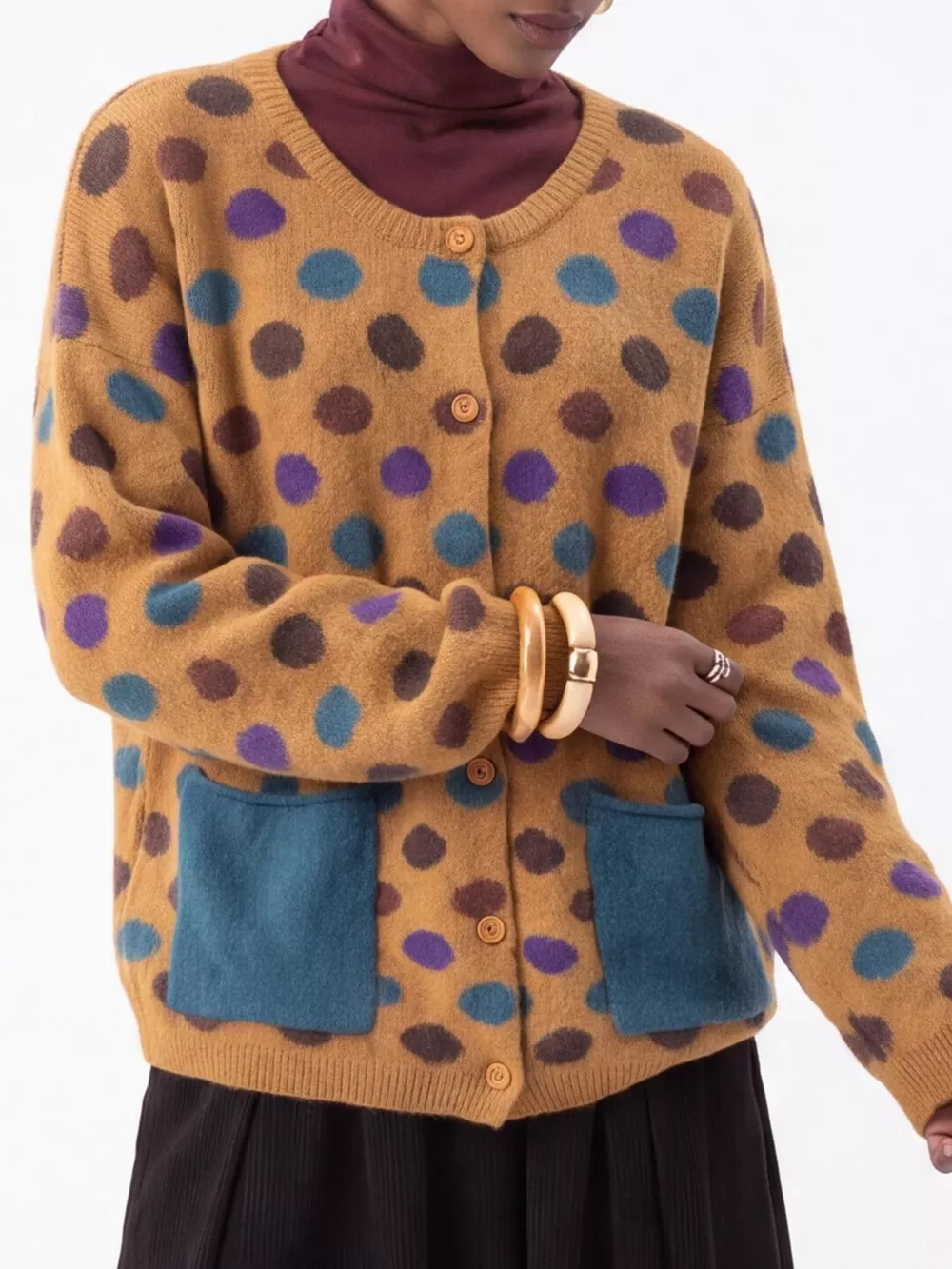 Full Size Polka Dot Button Down Cardigan Plus Size, image 3