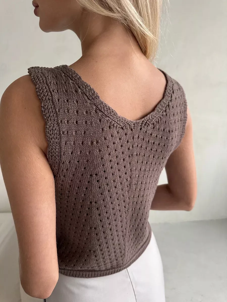 Crochet Decor Button Eyelet Knit Vest, image 12