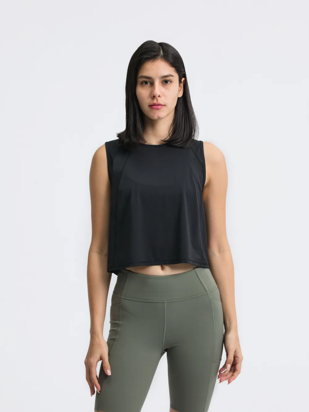 Round Neck Cropped Active Tank, image 26