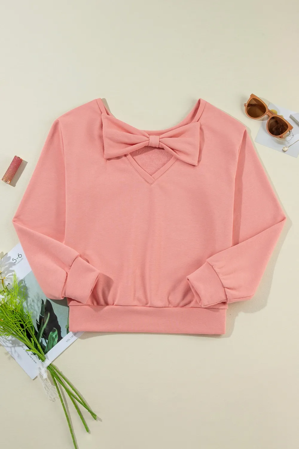Bow Round Neck Long Sleeve Sweatshirt, image 15