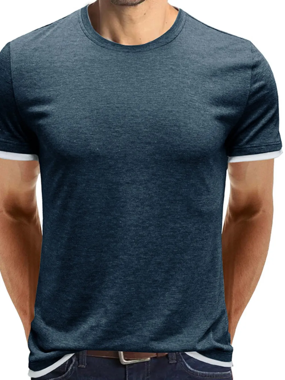Men‘s Classic Contrast Trim Crew Neck T-Shirt, image 11