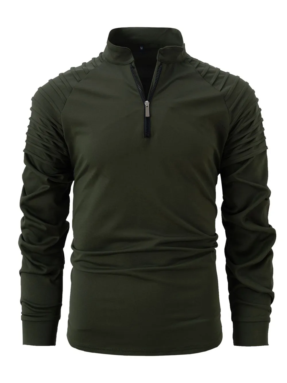 Men's Full Size Quarter Zip Long Sleeve Polo Plus Size