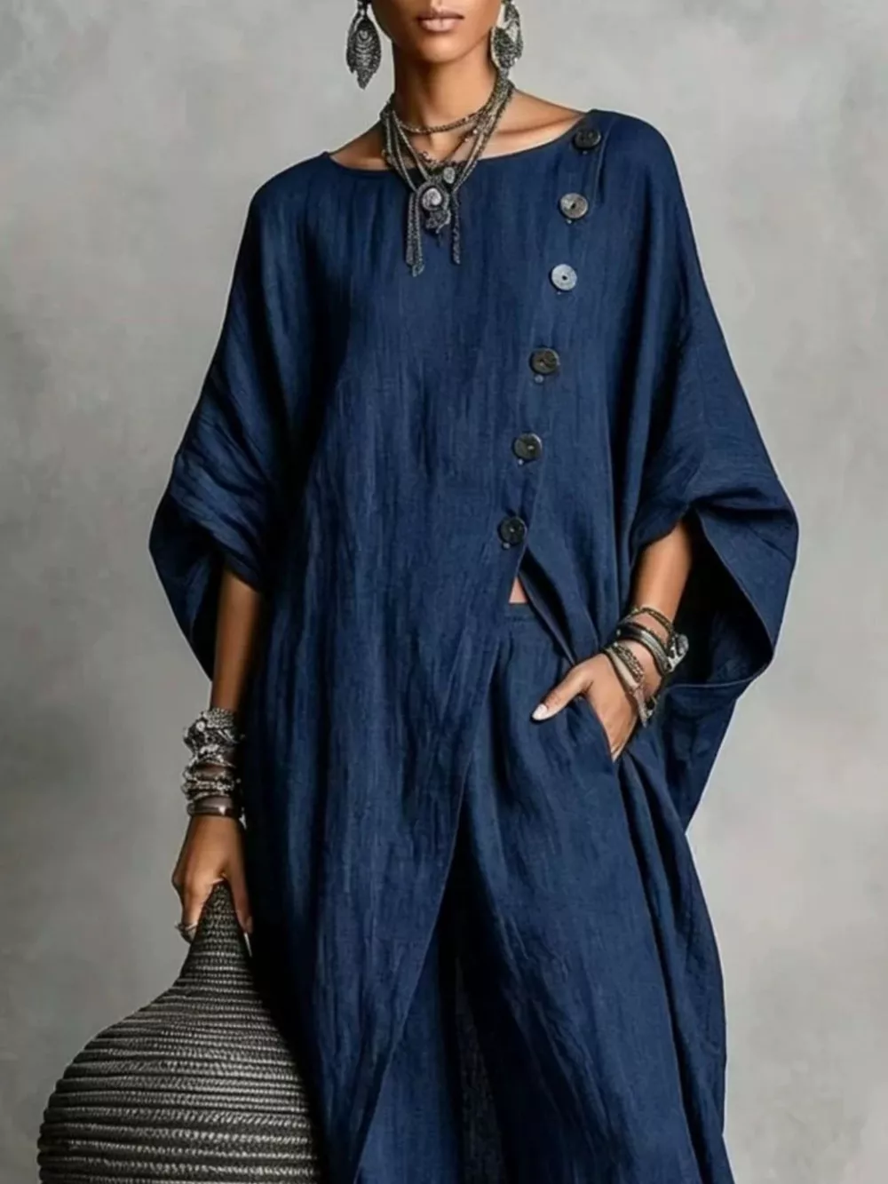 Full Size Asymmetric Button-Down Top and Wide-Leg Pants Set Plus Size, image 13