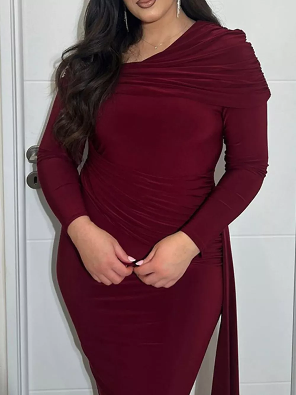 One-Shoulder Ruched Maxi Dress, image 7