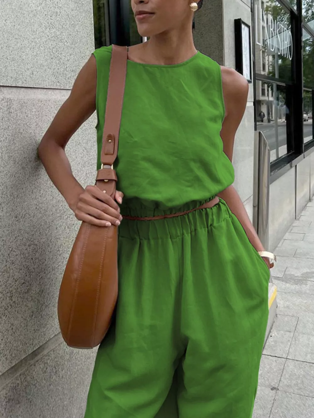 Sleeveless Crop Top and Slit Pants Set, image 10