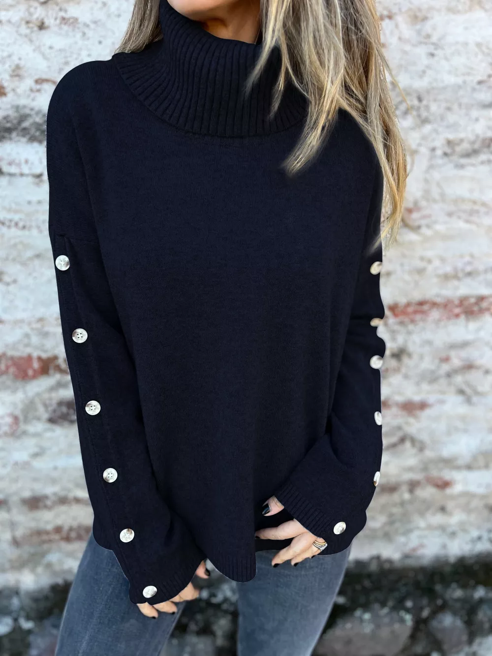 Full Size Turtleneck Long Sleeve Sweater Plus Size, image 3