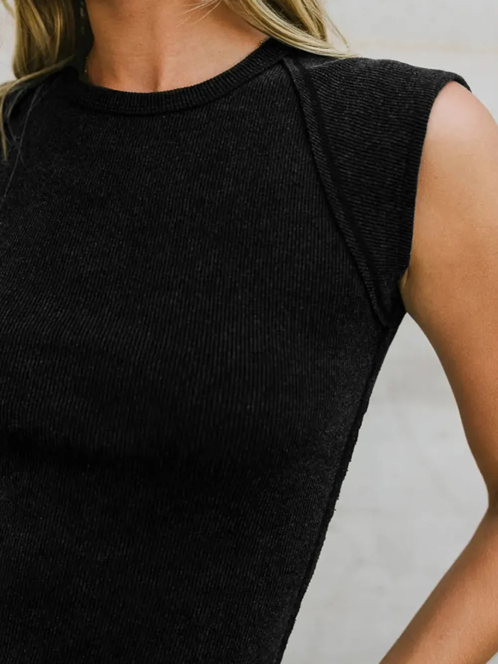 Exposed Seam Round Neck Tank, image 3