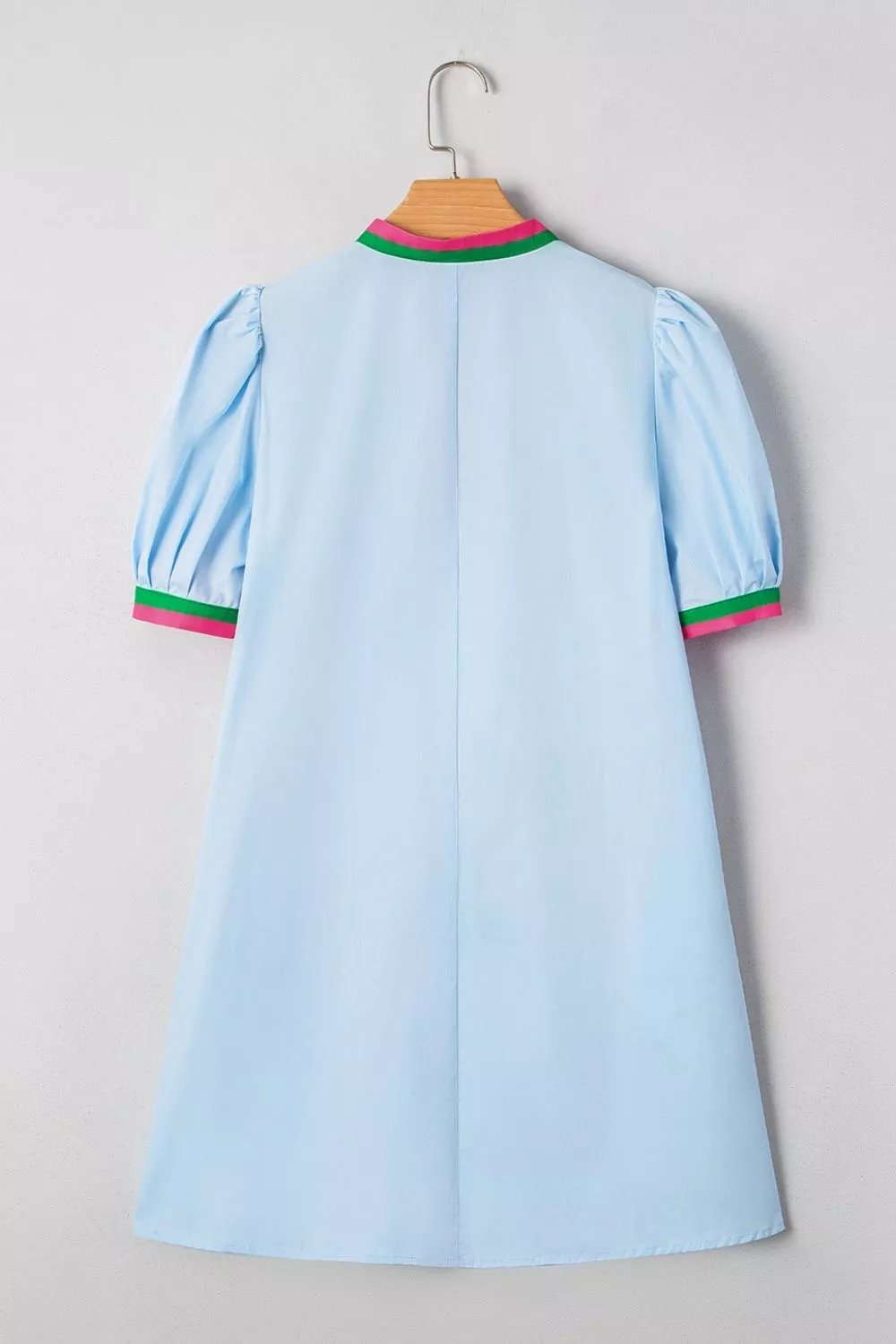 Puff Sleeve Mini Dress with Contrast Trim, image 8