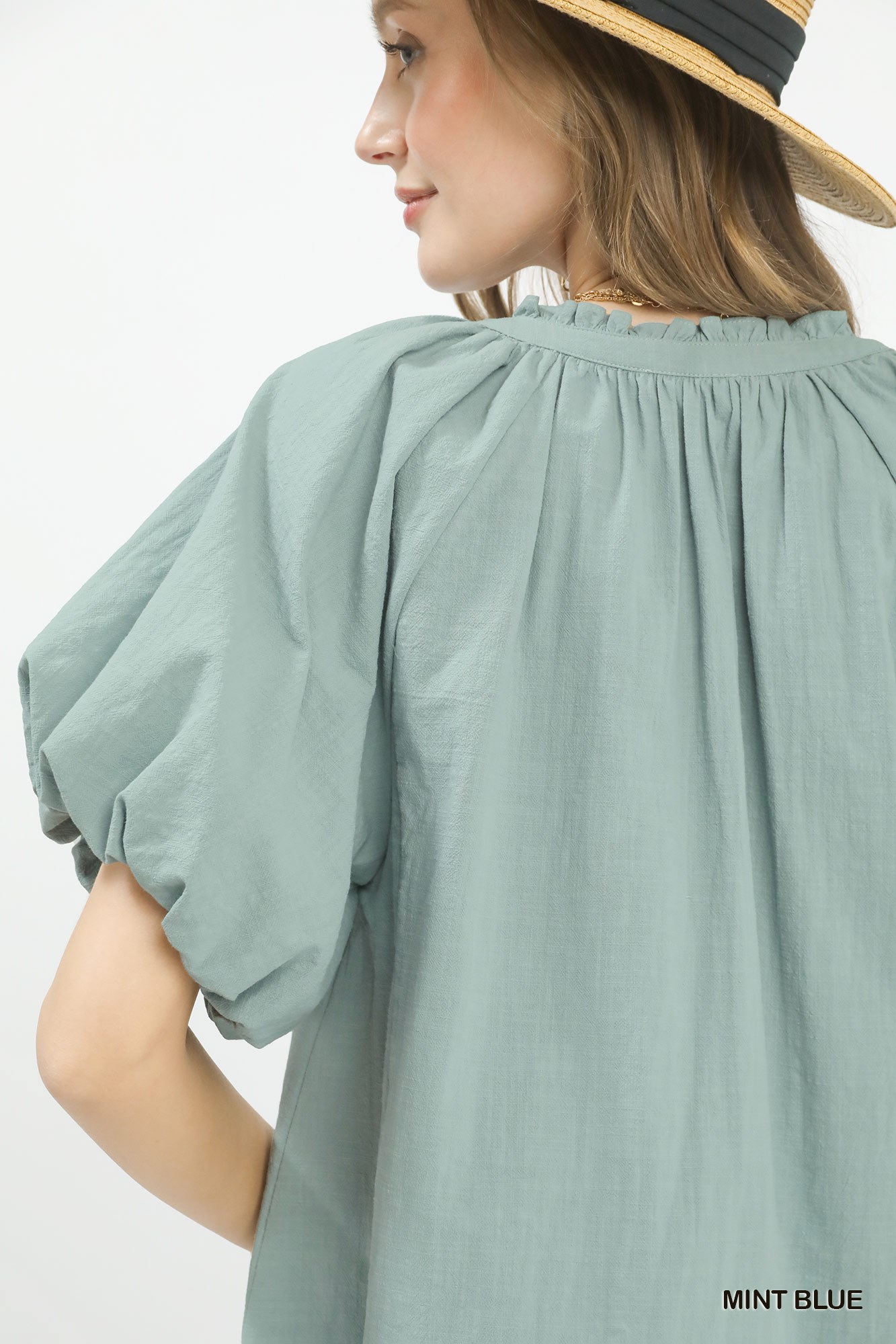 Lace Inset Puff Sleeve Boho Blouse, image 4