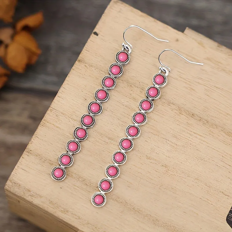 Artificial Turquoise Alloy Bar Earrings, image 3
