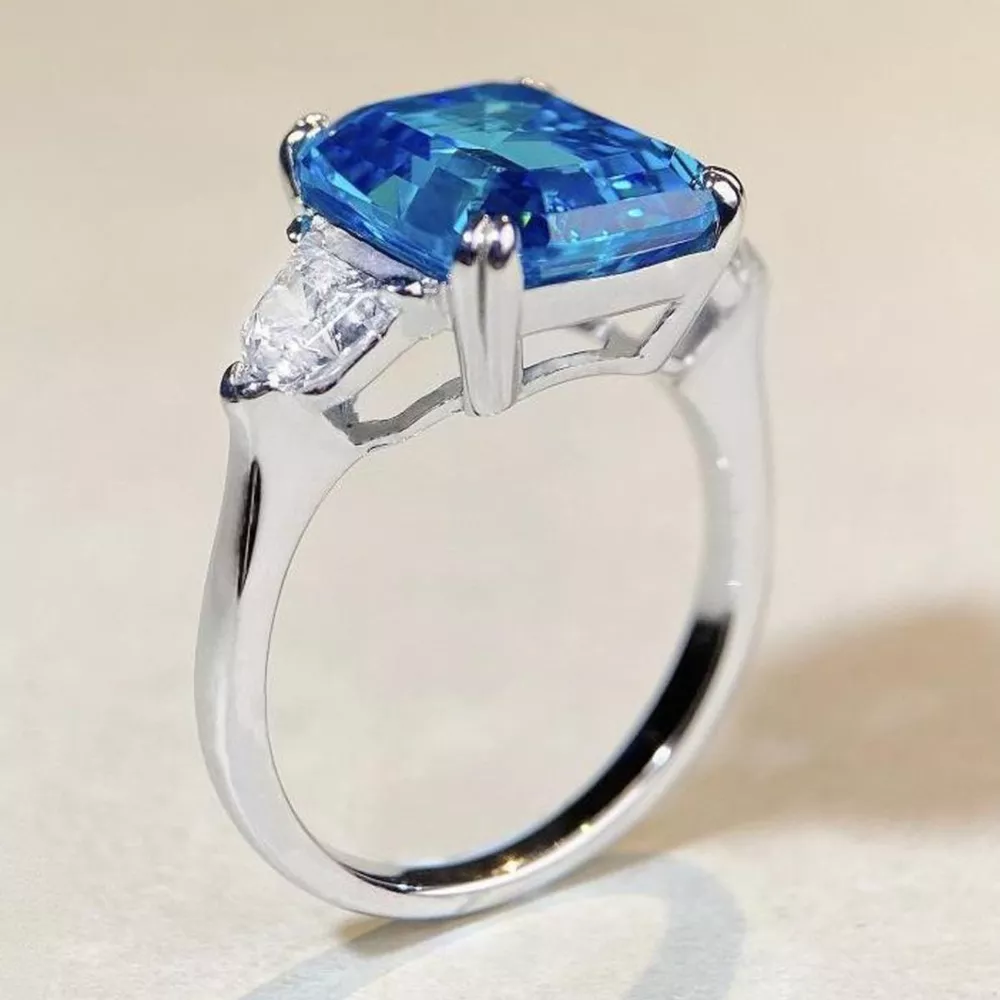 925 Sterling Silver Zircon Square Ring, image 7