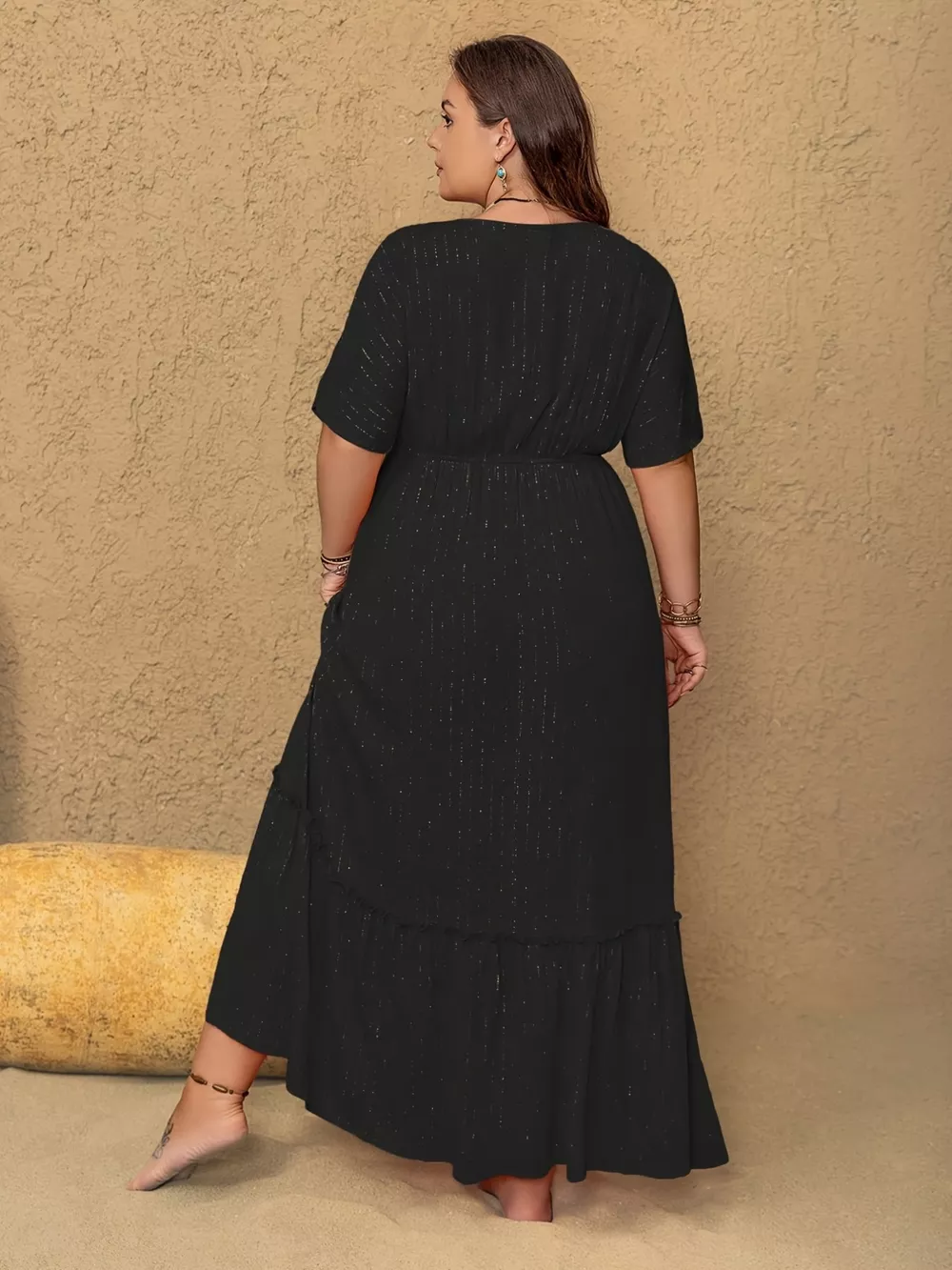 Plus Size Embroidered V-Neck Maxi Dress, image 4