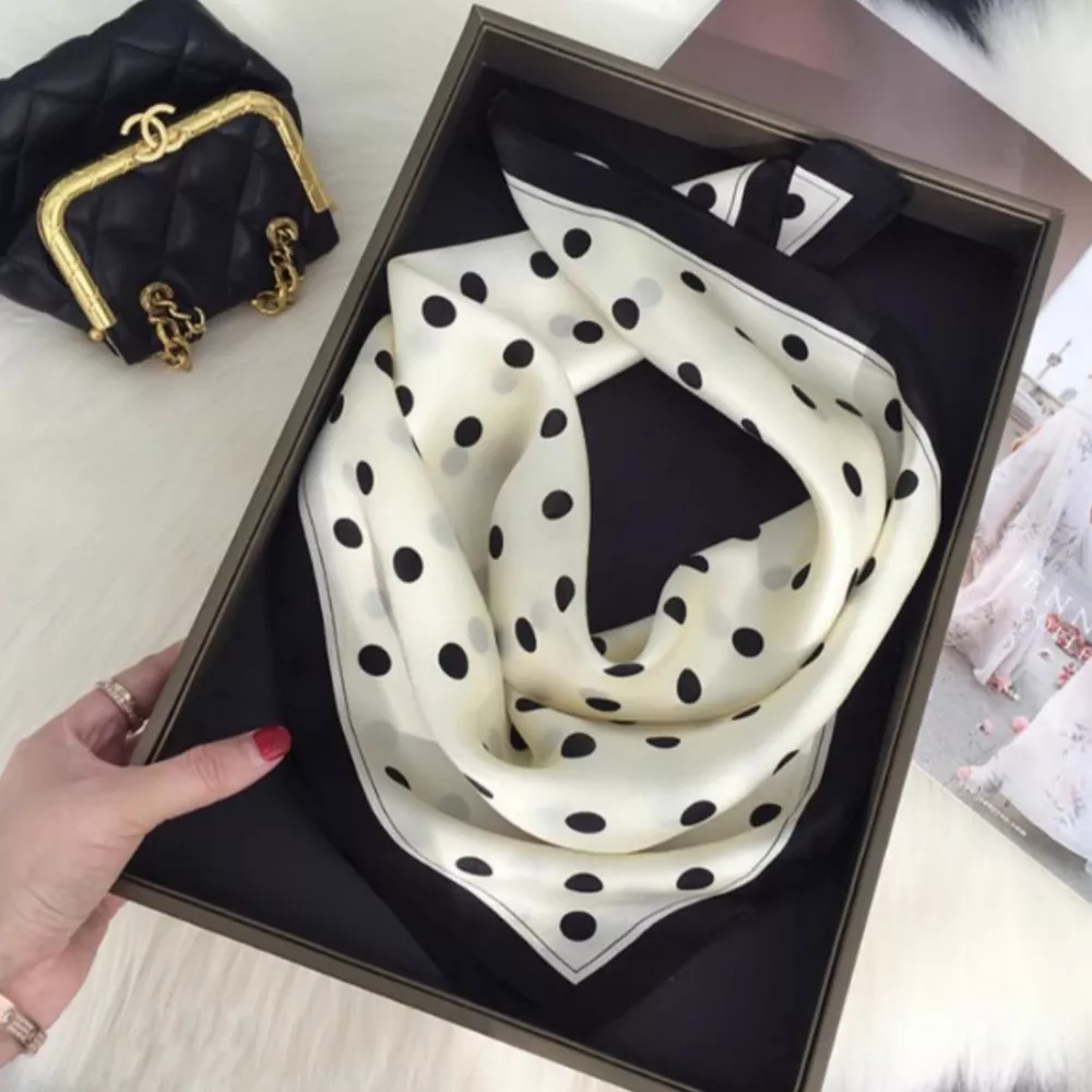 Elegant Polka Dot Silk Scarf, image 5