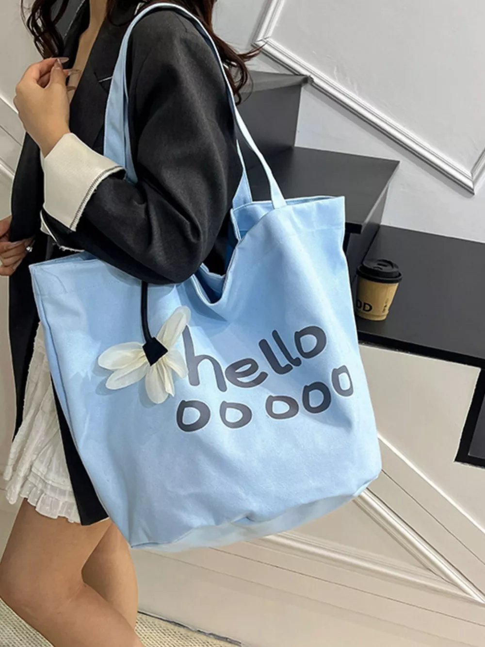 Letter Canvas Tote Bag, image 7