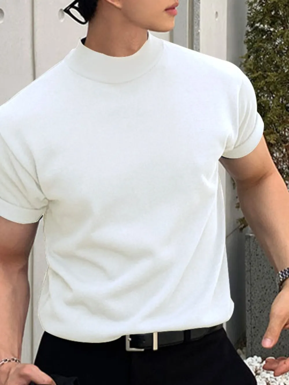 Men's Full Size Mock Neck Short Sleeve T-Shirt Plus Size, image 4