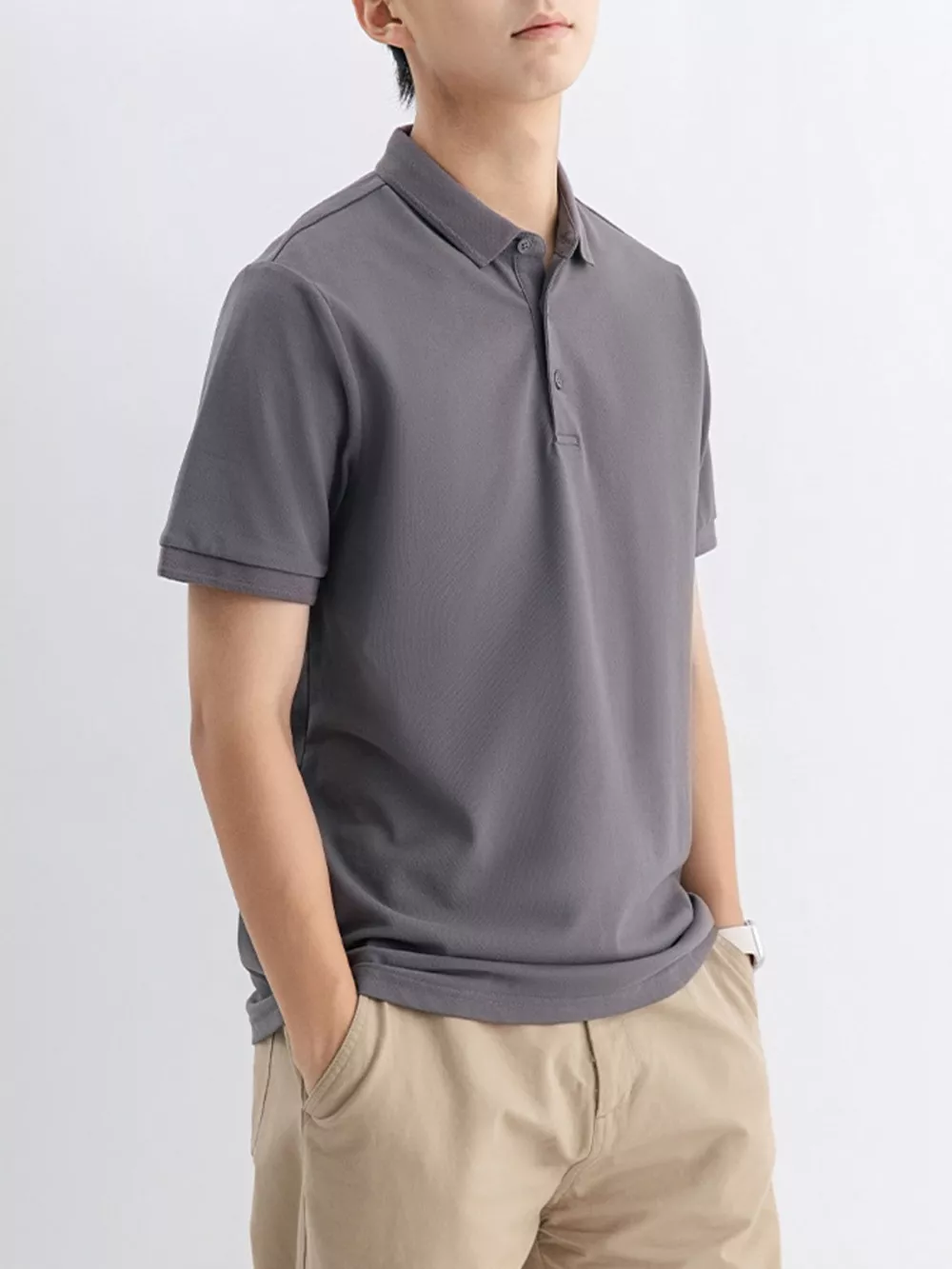 Men's Plus Size Solid Color Short Sleeve Polo, image 7