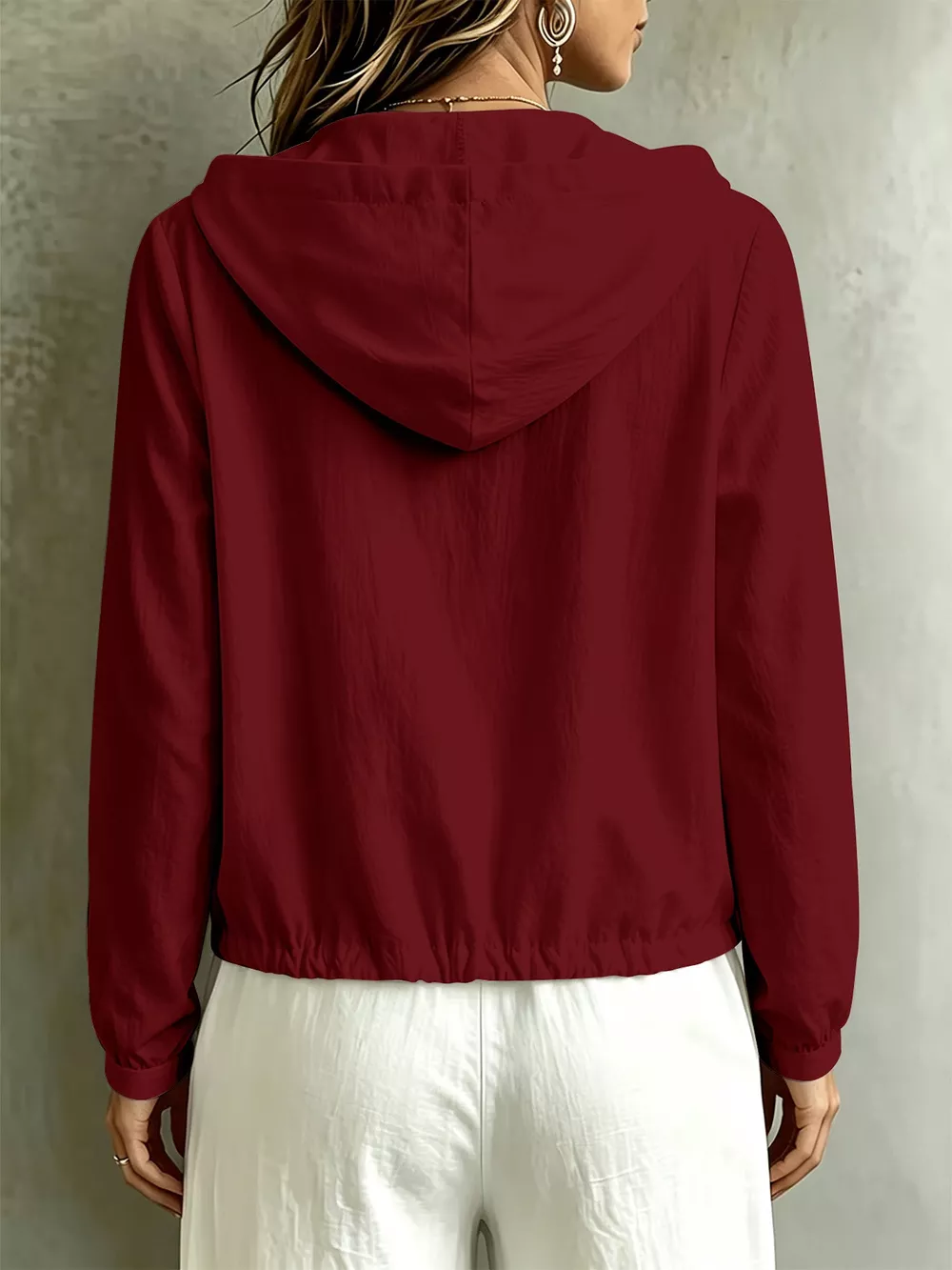 Button Detail Long Sleeve Hooded Blouse, image 11
