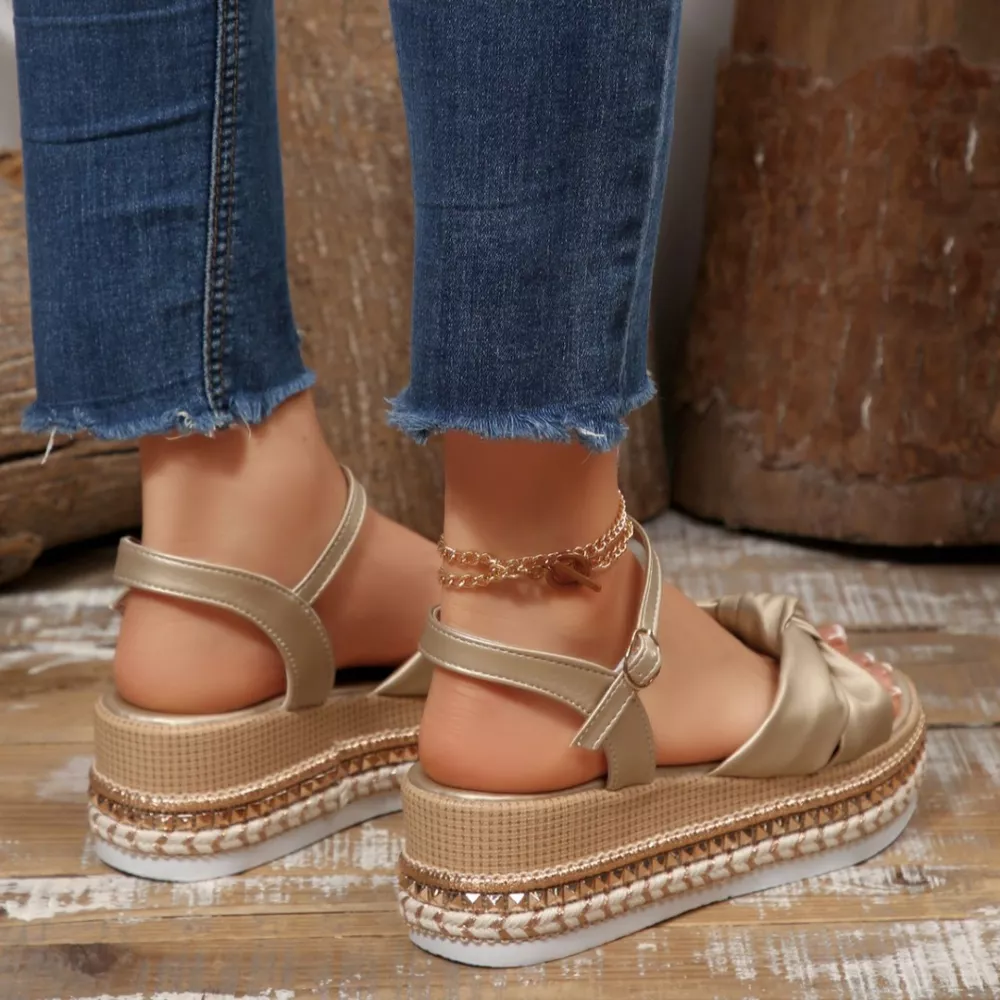 Bow Knot Platform Wedge Sandals, image 20