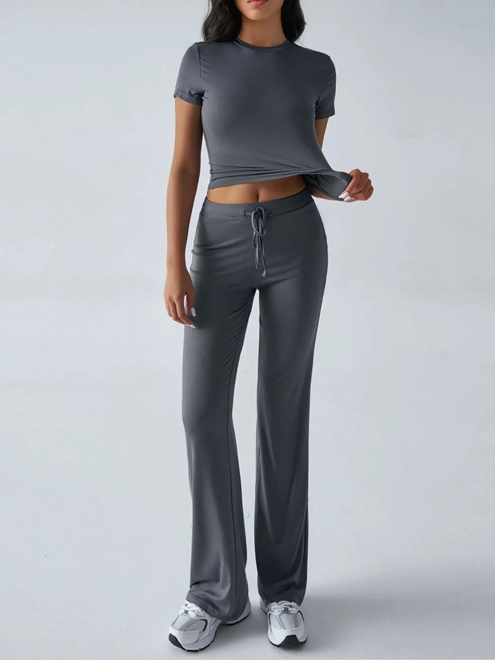Round Neck Short Sleeve Top and Pants Set, image 27
