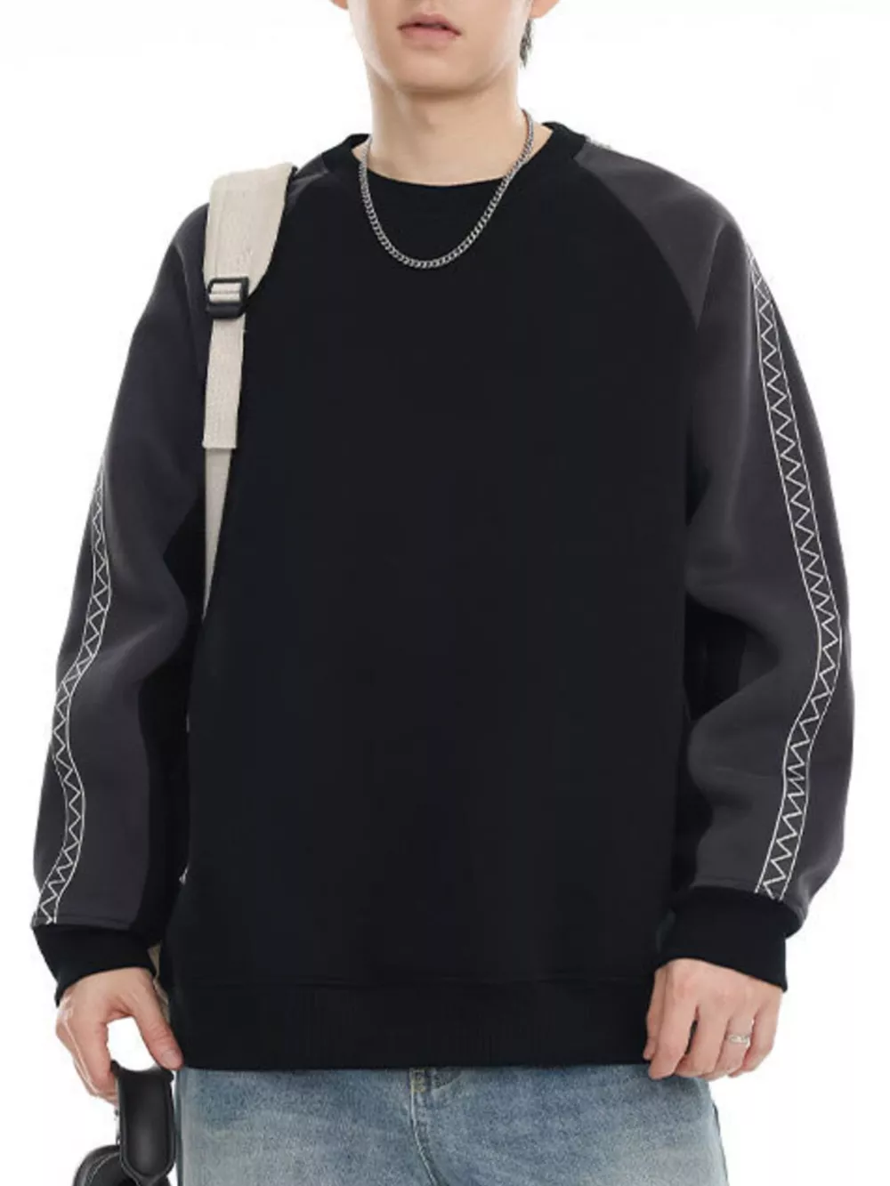 Men's Plus Size Raglan Sleeve Casual Sweatshirt