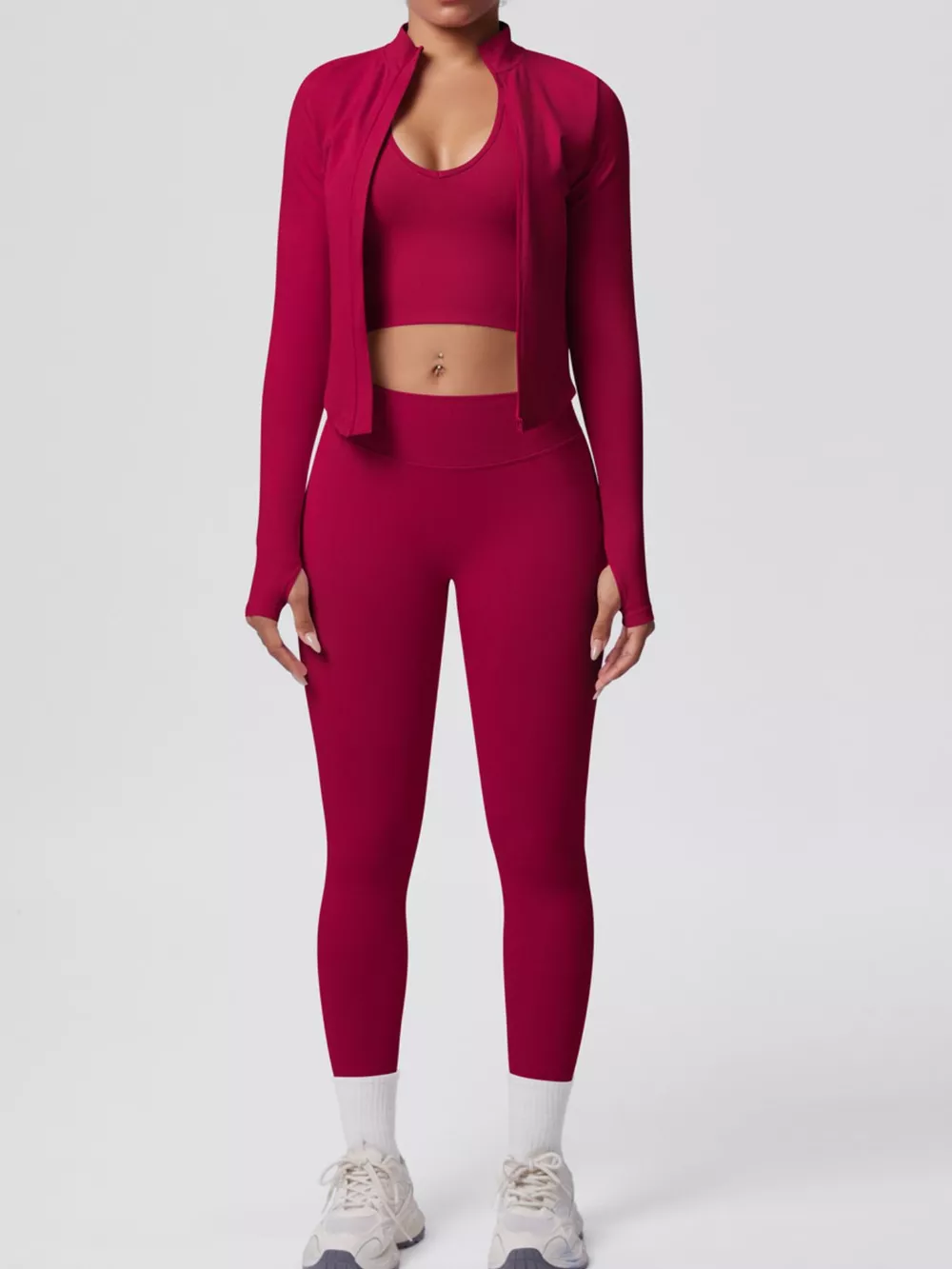 Tank & Zip-Up Jacket and Leggings Three-Piece Active Set, image 22