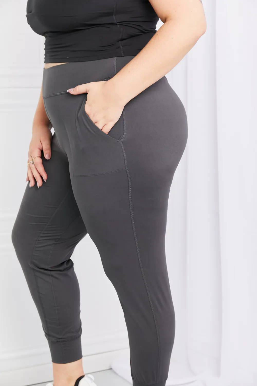 Full Size Pocketed High Waist Pants, image 4