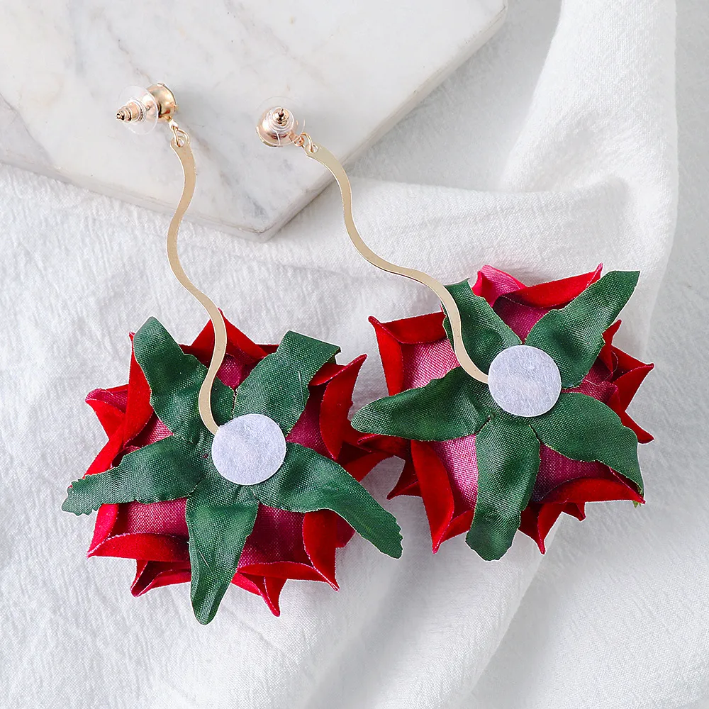 Alloy Rose Dangle Earrings, image 2