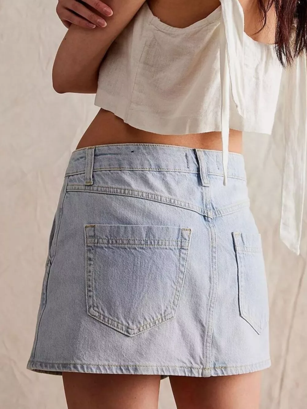Asymmetrical Button-Front Denim Skort, image 13