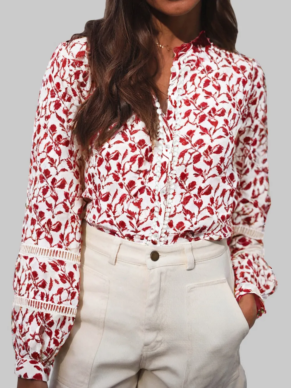 Floral Button Down Long Sleeve Shirt, image 18