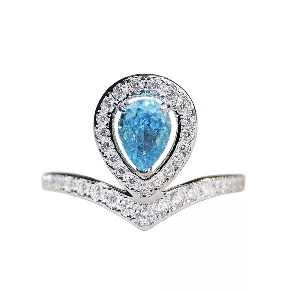 925 Sterling Silver Zircon Teardrop Ring, image 5