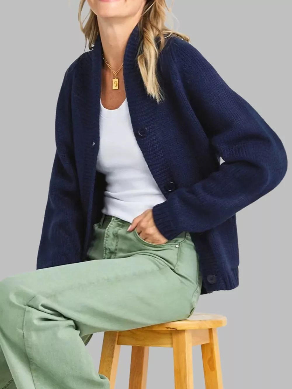 USA Flag Chunky Knit Button-Down Cardigan, image 7