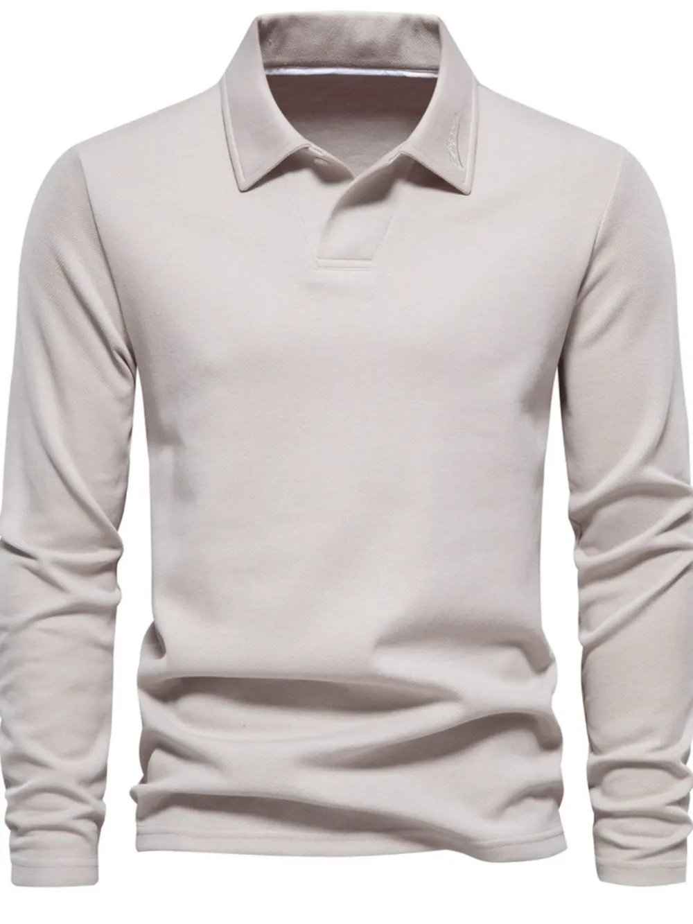 Men's Collared Neck Long Sleeve Polo, image 9