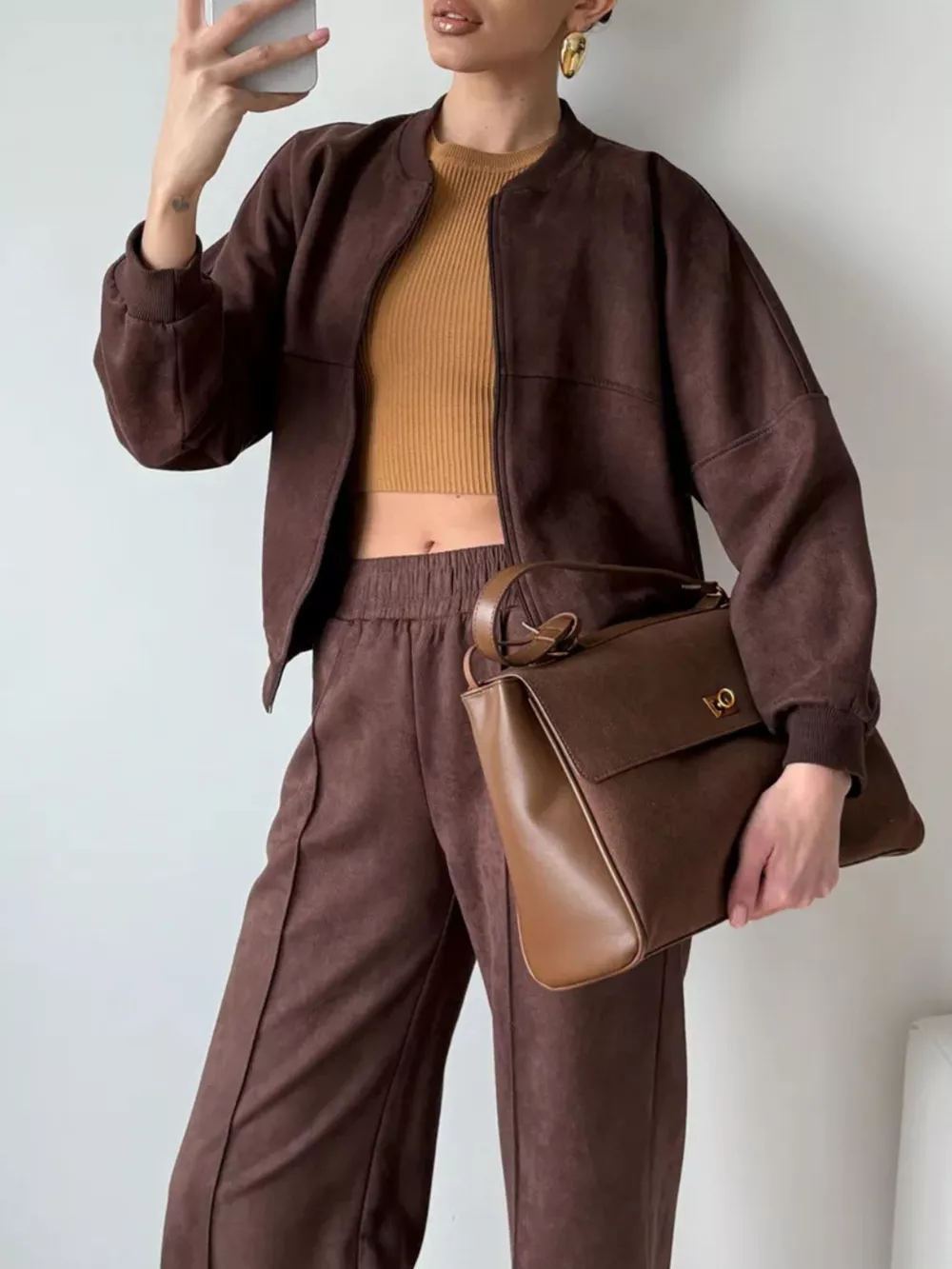 Zip Up Sweatshirt and Wide-Leg Pants Set, image 13