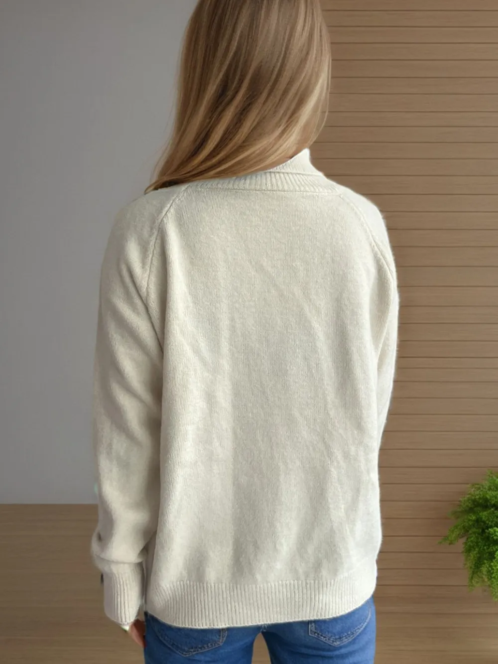 Solid Color Turtleneck Long Sleeve Sweater, image 3