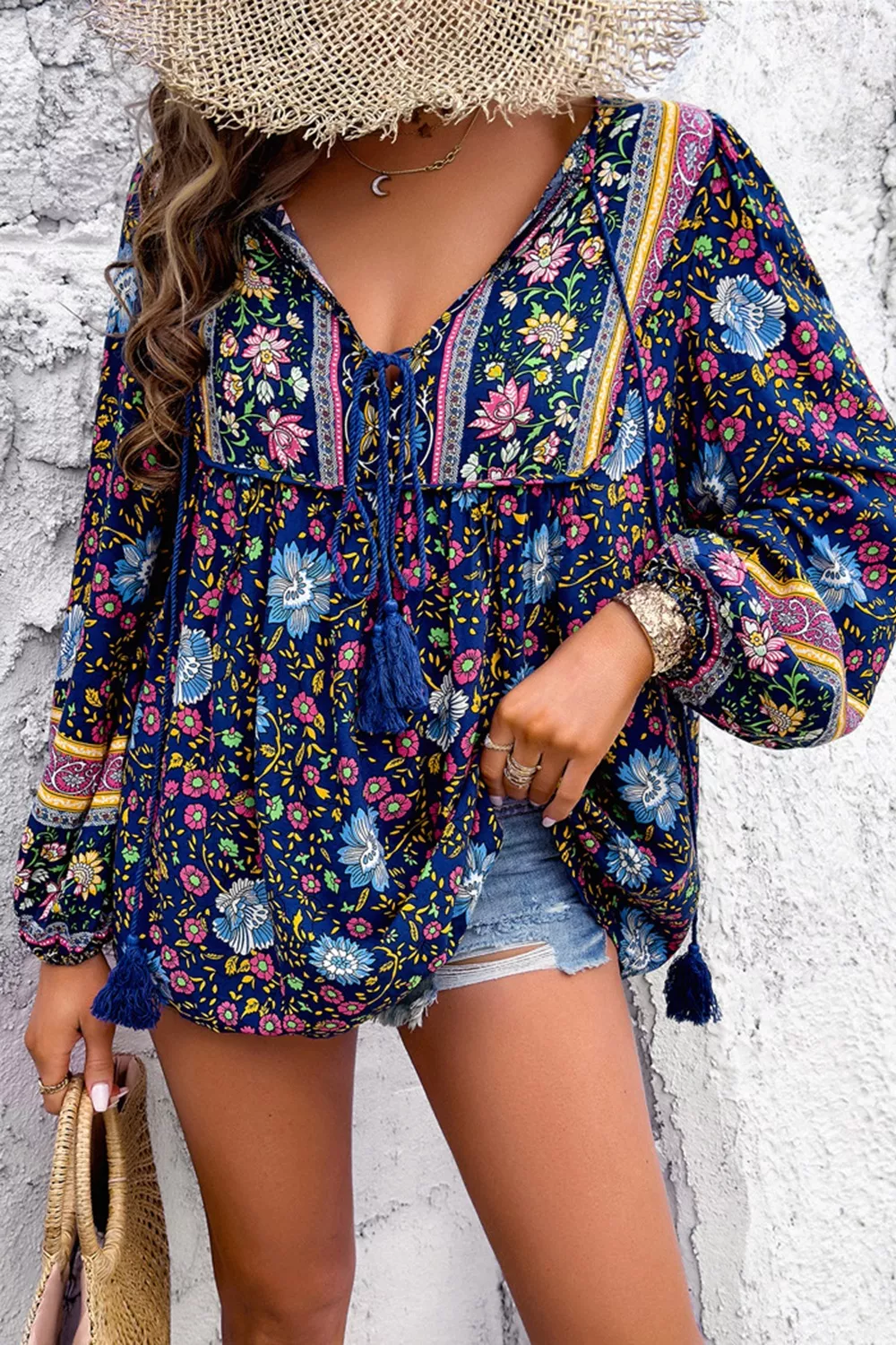 Floral Print Tie Neck Blouse, image 5