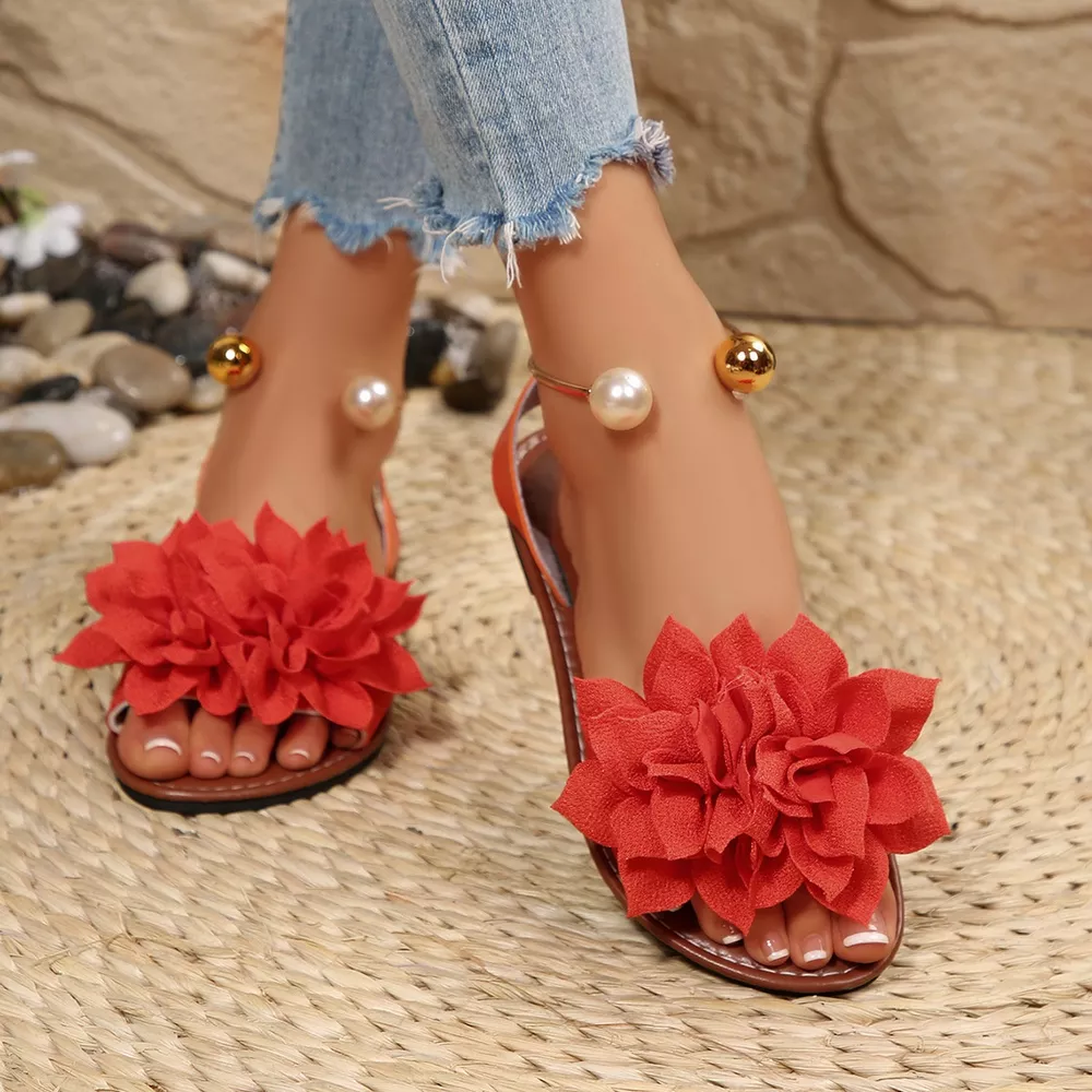 Floral Decor Flat Sandals, image 13
