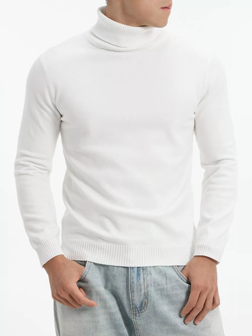 Men's Plus Size Slim-Fit Turtleneck Sweater, image 8