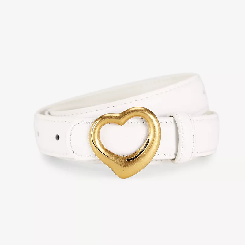Heart Buckle Cowhide Leather Belt, image 4