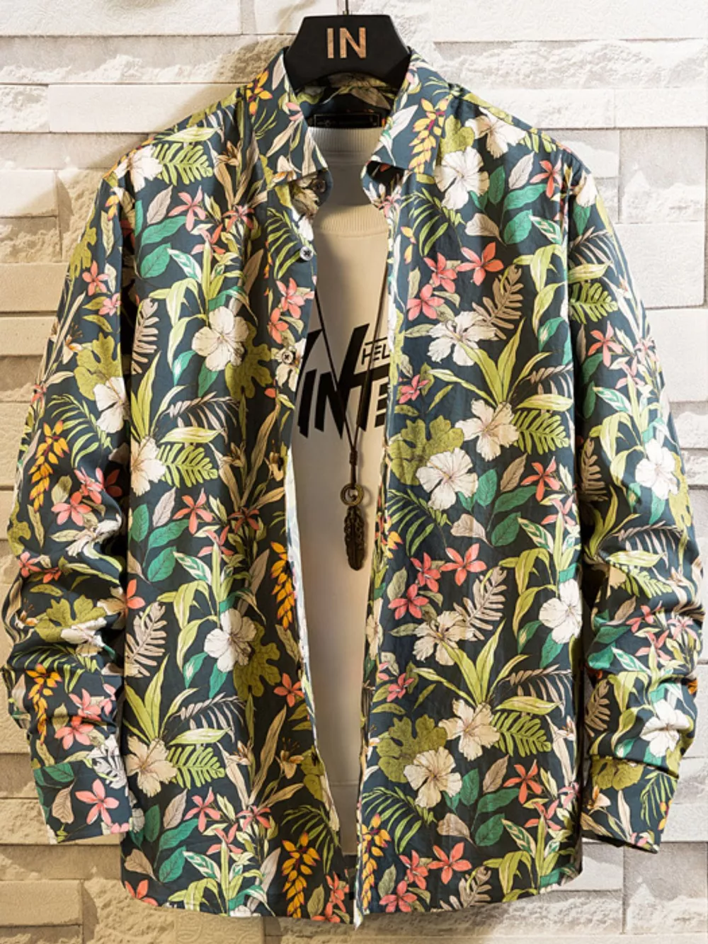Men's Plus Size Printed Button Up Shirt, image 5