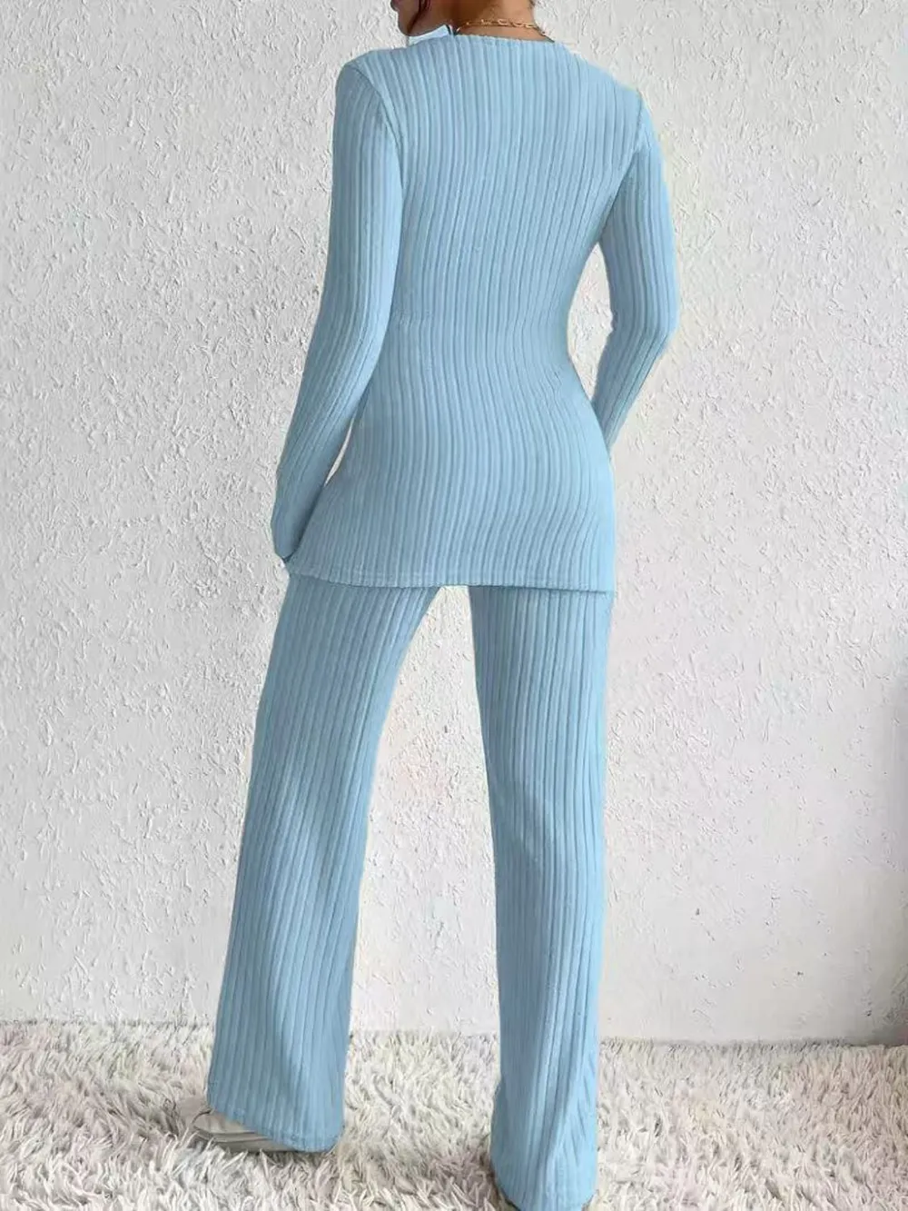 Surplice Long Sleeve Top and Pants Set, image 14
