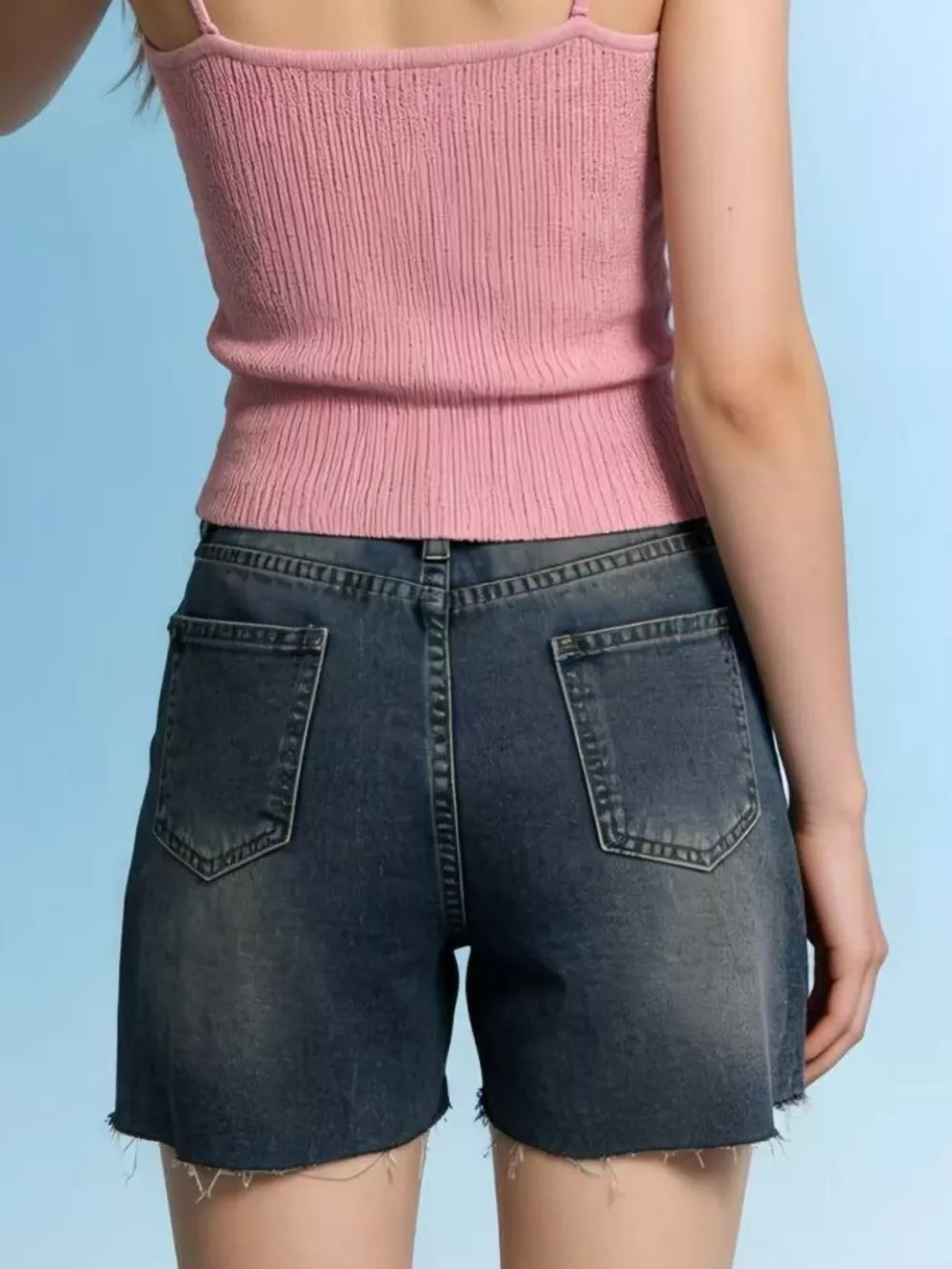 Distressed Slit Denim Shorts, image 8